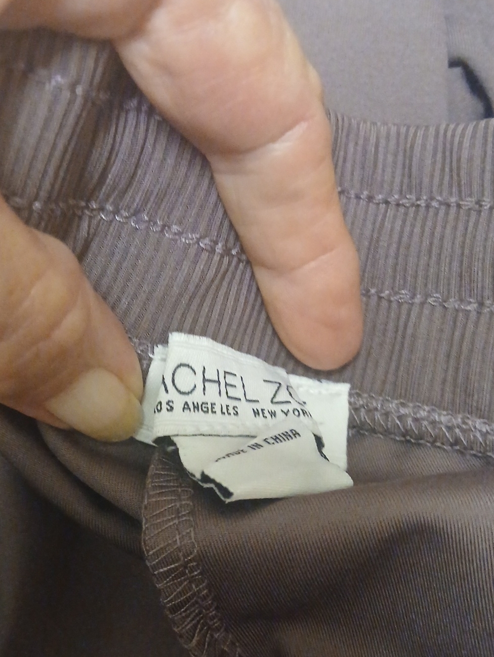 ​Rachel Zoe Taupe Ribbed Knit Jogger Pants Size Large Drawstring Lounge Casual - Picture 7 of 12
